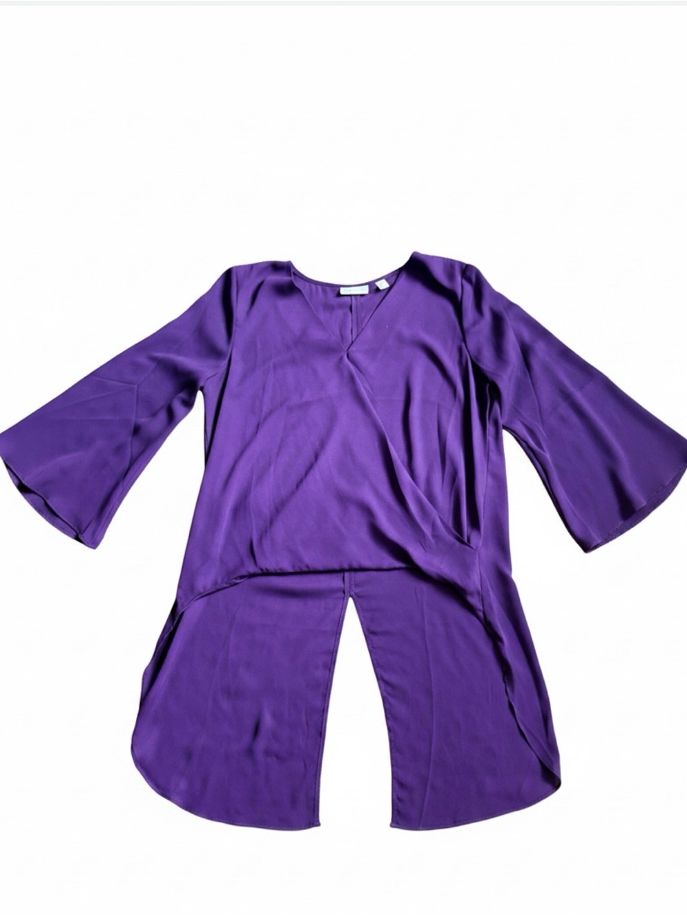 New York & Company Purple Split-Back V-Neck Blouse